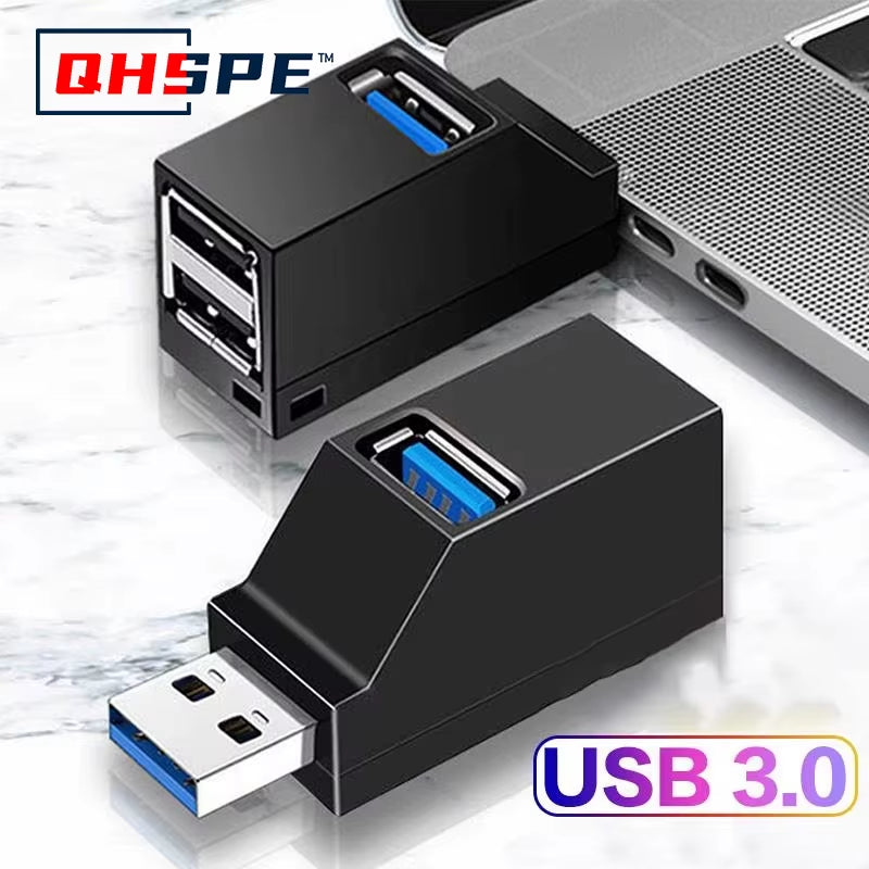 For PC Laptop, USB 3.0 HUB Adapter Extender for USB 3.0 Card Reader, Hi-Speed USB 2.0, Mini Splitter Box 1 to 3 Ports
