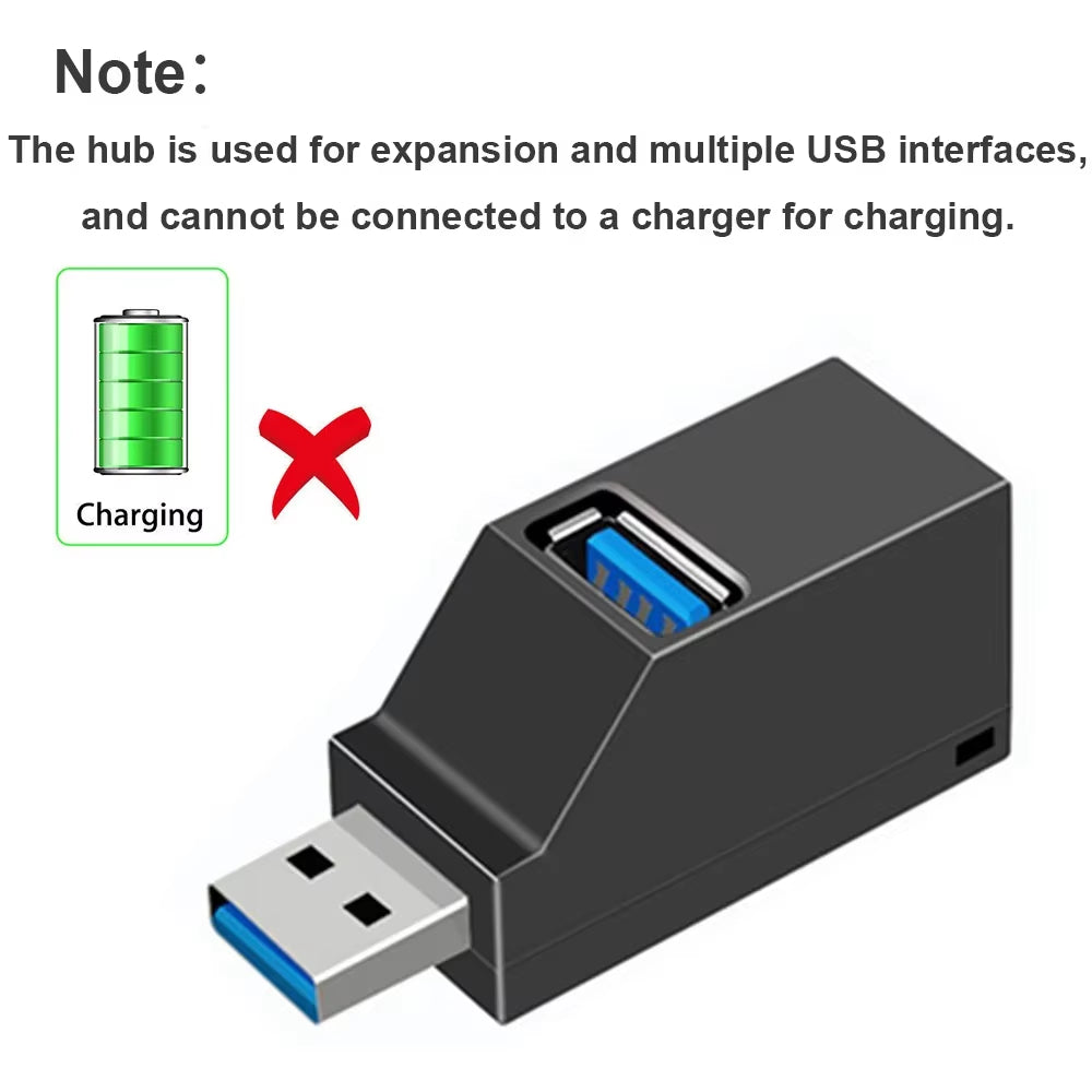 For PC Laptop, USB 3.0 HUB Adapter Extender for USB 3.0 Card Reader, Hi-Speed USB 2.0, Mini Splitter Box 1 to 3 Ports